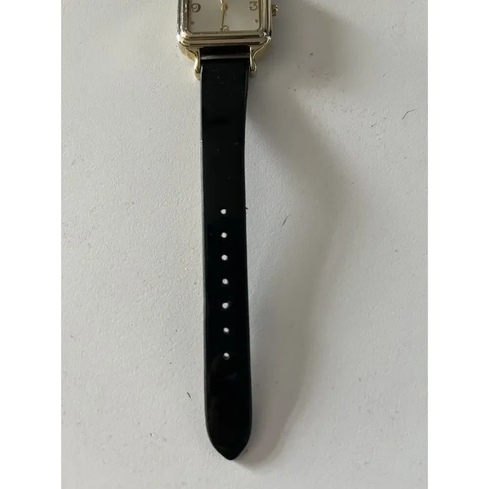 Style & Co Women’s Watch Gold Tone Square Case Black Strap Quartz Analog Classic